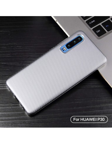 Coque silicone Huawei P30 Style Fibre de carbone