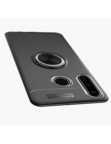 Coque silicone Huawei P30 Lite et Nova 4E avec anneau et support en metal