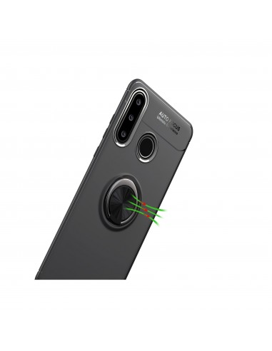 Coque silicone Huawei P30 Lite et Nova 4E avec anneau et support en metal