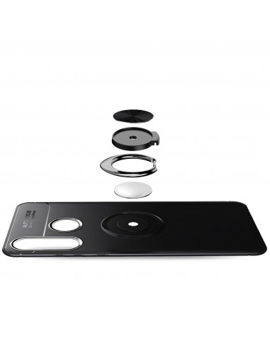 Coque silicone Huawei P30 Lite et Nova 4E avec anneau et support en metal