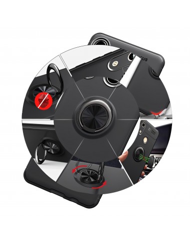 Coque silicone Huawei P30 Lite et Nova 4E avec anneau et support en metal