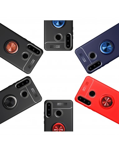 Coque silicone Huawei P30 Lite et Nova 4E avec anneau et support en metal