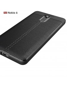 Coque silicone Nokia 6 Aspect cuir Noir Coque silicone Nokia 6 Aspect cuir Noir