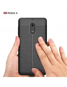 Coque silicone Nokia 6 Aspect cuir Noir Coque silicone Nokia 6 Aspect cuir Noir