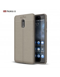 Coque silicone Nokia 6 Aspect cuir Gris Coque silicone Nokia 6 Aspect cuir Gris