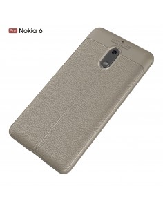 Coque silicone Nokia 6 Aspect cuir Gris Coque silicone Nokia 6 Aspect cuir Gris