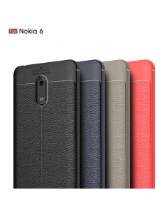 Coque silicone Nokia 6 Aspect cuir Gris Coque silicone Nokia 6 Aspect cuir Gris