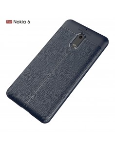 Coque silicone Nokia 6 Aspect cuir Bleu Coque silicone Nokia 6 Aspect cuir Bleu