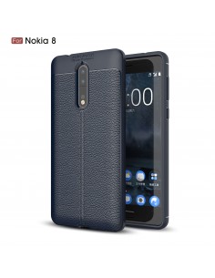 Coque silicone Nokia 8 Aspect cuir Bleu Coque silicone Nokia 8 Aspect cuir Bleu
