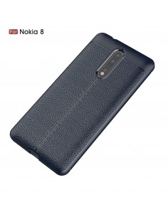 Coque silicone Nokia 8 Aspect cuir Bleu Coque silicone Nokia 8 Aspect cuir Bleu