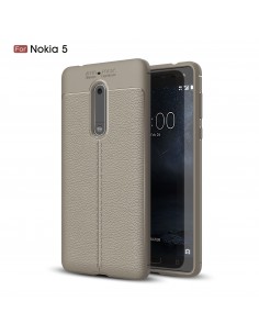 Coque silicone Nokia 5 Aspect cuir Gris Coque silicone Nokia 5 Aspect cuir Gris
