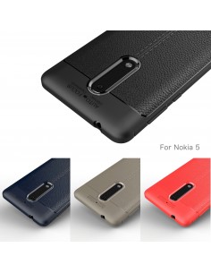 Coque silicone Nokia 5 Aspect cuir Gris Coque silicone Nokia 5 Aspect cuir Gris