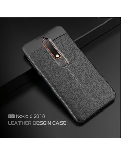 Coque silicone Nokia 6.1 Aspect cuir Noir Coque silicone Nokia 6.1 Aspect cuir Noir