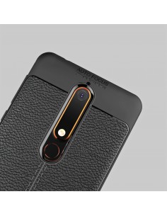 Coque silicone Nokia 6.1 Aspect cuir Noir Coque silicone Nokia 6.1 Aspect cuir Noir