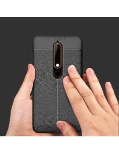 Coque silicone Nokia 6.1 Aspect cuir Noir Coque silicone Nokia 6.1 Aspect cuir Noir