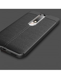 Coque silicone Nokia 6.1 Aspect cuir Noir Coque silicone Nokia 6.1 Aspect cuir Noir