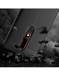 Coque silicone Nokia 6.1 Aspect cuir Noir Coque silicone Nokia 6.1 Aspect cuir Noir