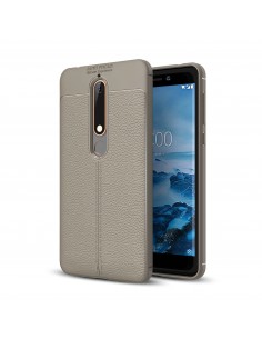 Coque silicone Nokia 6.1 Aspect cuir Gris Coque silicone Nokia 6.1 Aspect cuir Gris