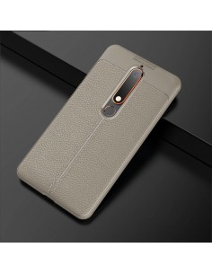 Coque silicone Nokia 6.1 Aspect cuir Gris Coque silicone Nokia 6.1 Aspect cuir Gris