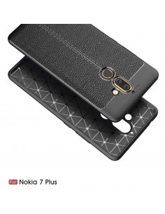 Coque silicone Nokia 7 Plus Aspect cuir Noir Coque silicone Nokia 7 Plus Aspect cuir Noir