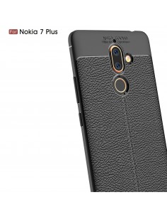 Coque silicone Nokia 7 Plus Aspect cuir Noir Coque silicone Nokia 7 Plus Aspect cuir Noir