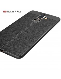 Coque silicone Nokia 7 Plus Aspect cuir Noir Coque silicone Nokia 7 Plus Aspect cuir Noir