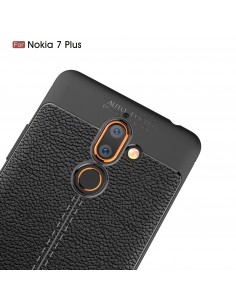 Coque silicone Nokia 7 Plus Aspect cuir Noir Coque silicone Nokia 7 Plus Aspect cuir Noir