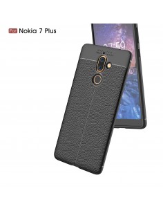 Coque silicone Nokia 7 Plus Aspect cuir Noir Coque silicone Nokia 7 Plus Aspect cuir Noir