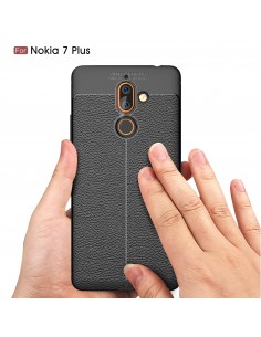 Coque silicone Nokia 7 Plus Aspect cuir Noir Coque silicone Nokia 7 Plus Aspect cuir Noir