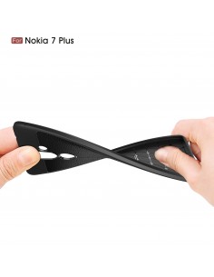 Coque silicone Nokia 7 Plus Aspect cuir Noir Coque silicone Nokia 7 Plus Aspect cuir Noir