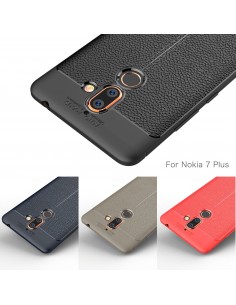 Coque silicone Nokia 7 Plus Aspect cuir Noir Coque silicone Nokia 7 Plus Aspect cuir Noir