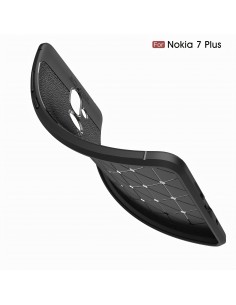 Coque silicone Nokia 7 Plus Aspect cuir Noir Coque silicone Nokia 7 Plus Aspect cuir Noir