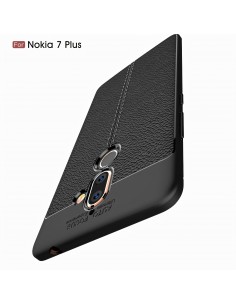 Coque silicone Nokia 7 Plus Aspect cuir Noir Coque silicone Nokia 7 Plus Aspect cuir Noir