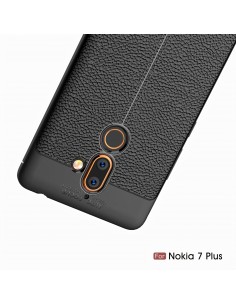 Coque silicone Nokia 7 Plus Aspect cuir Noir Coque silicone Nokia 7 Plus Aspect cuir Noir