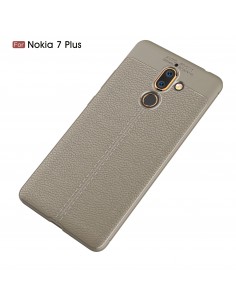 Coque silicone Nokia 7 Plus Aspect cuir Gris Coque silicone Nokia 7 Plus Aspect cuir Gris