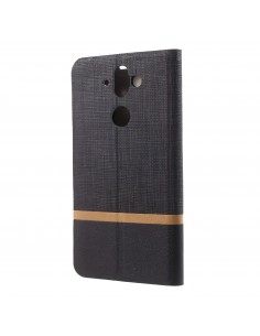 Etui portefeuille Nokia 8 Aspect tissus Noir Etui portefeuille Nokia 8 Aspect tissus Noir