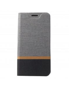 Etui portefeuille Nokia 8 Aspect tissus Gris Etui portefeuille Nokia 8 Aspect tissus Gris