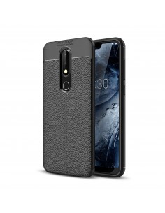Coque silicone Nokia 6.1 Plus et Nokia X6 2018 Aspect cuir Noir Coque silicone Nokia 6.1 Plus et Nokia X6 2018 Aspect cuir Noir