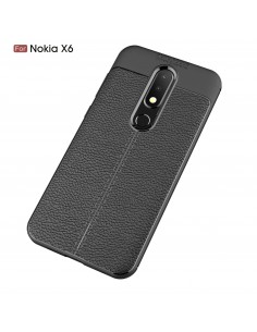 Coque silicone Nokia 6.1 Plus et Nokia X6 2018 Aspect cuir Noir Coque silicone Nokia 6.1 Plus et Nokia X6 2018 Aspect cuir Noir