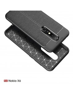 Coque silicone Nokia 6.1 Plus et Nokia X6 2018 Aspect cuir Noir Coque silicone Nokia 6.1 Plus et Nokia X6 2018 Aspect cuir Noir
