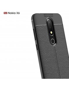 Coque silicone Nokia 6.1 Plus et Nokia X6 2018 Aspect cuir Noir Coque silicone Nokia 6.1 Plus et Nokia X6 2018 Aspect cuir Noir