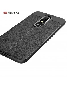 Coque silicone Nokia 6.1 Plus et Nokia X6 2018 Aspect cuir Noir Coque silicone Nokia 6.1 Plus et Nokia X6 2018 Aspect cuir Noir
