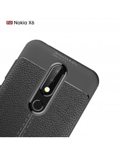Coque silicone Nokia 6.1 Plus et Nokia X6 2018 Aspect cuir Noir Coque silicone Nokia 6.1 Plus et Nokia X6 2018 Aspect cuir Noir