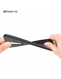 Coque silicone Nokia 6.1 Plus et Nokia X6 2018 Aspect cuir Noir Coque silicone Nokia 6.1 Plus et Nokia X6 2018 Aspect cuir Noir