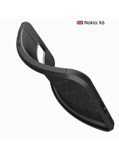 Coque silicone Nokia 6.1 Plus et Nokia X6 2018 Aspect cuir Noir Coque silicone Nokia 6.1 Plus et Nokia X6 2018 Aspect cuir Noir