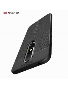 Coque silicone Nokia 6.1 Plus et Nokia X6 2018 Aspect cuir Noir Coque silicone Nokia 6.1 Plus et Nokia X6 2018 Aspect cuir Noir