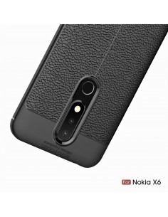 Coque silicone Nokia 6.1 Plus et Nokia X6 2018 Aspect cuir Noir Coque silicone Nokia 6.1 Plus et Nokia X6 2018 Aspect cuir Noir