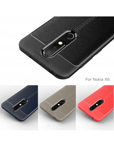 Coque silicone Nokia 6.1 Plus et Nokia X6 2018 Aspect cuir