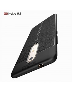 Coque silicone Nokia 5.1 Aspect cuir Noir Coque silicone Nokia 5.1 Aspect cuir Noir