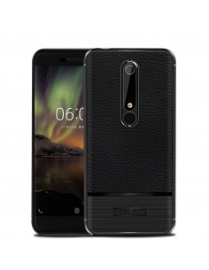 Coque silicone Nokia 6.1 Style cuir brossé Noir Coque silicone Nokia 6.1 Style cuir brossé Noir